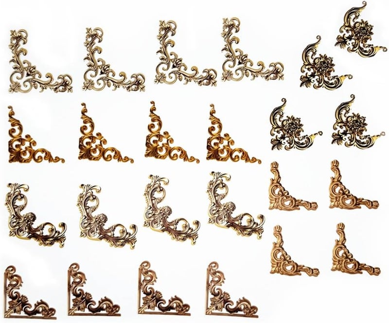 Koolemon 24Pieces Vintage Frame Corner Stickers, Scrapbook Decorative Paper Sticker, Retro Photo Border Stickers for DIY Journal Album Scrapbooking Diary Embellishment (Gold) - Image 1